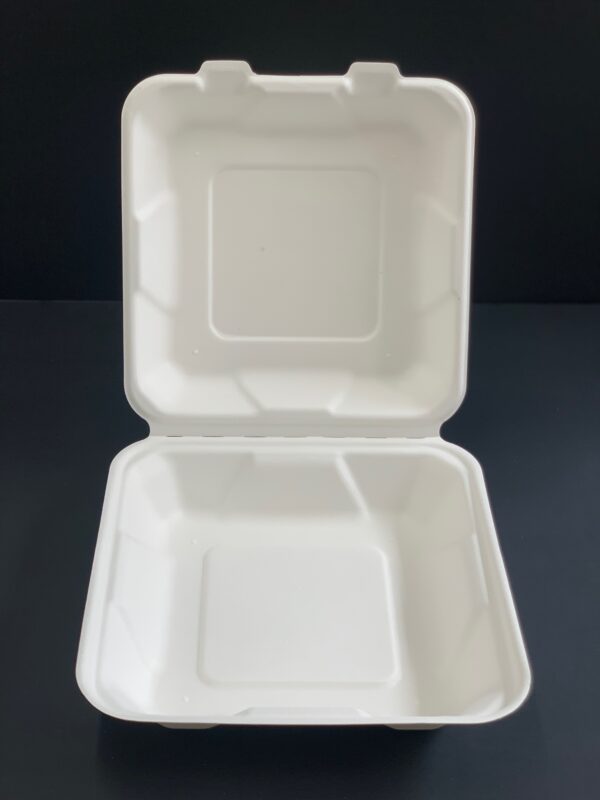 EC 8X8X3 Baggase Clamshell Compostable Container-200pc