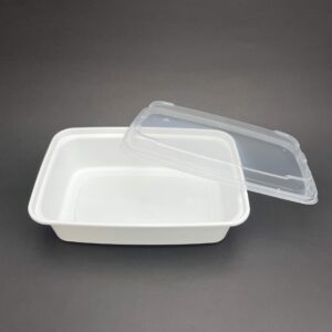 PCM T24-24oz White Rectangular Container Combo 150pc w/lids