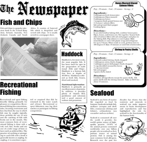 Fish & Chips 12x12 Printed Newspaper Sheets-1000/cs