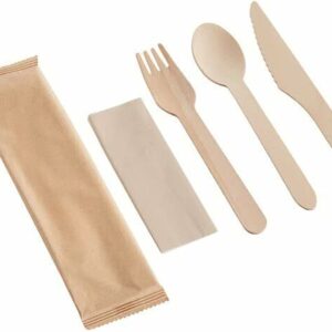 Wooden 4pc Cutlery Kit (K,F,S,N)-250pc/Case